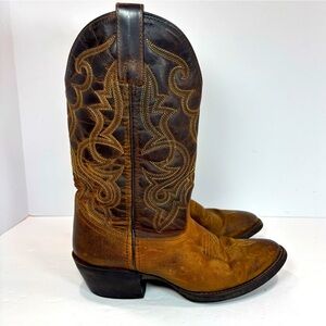 Laredo Maddie Western Boot Distressed Tan Womens Size 6M Cowgirl Embroidered